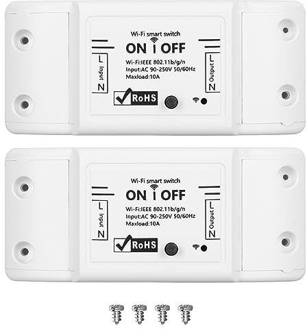 Mini Smart Relay WiFi Switch, DIY Smart Light Switch Module Smart Life Tuya App, 2.4Ghz WiFi Wireless Light Switch Kit Compatible con Alexa, Google Assistant