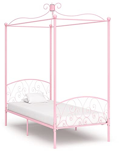 GuyAna Himmelbett-Gestell Rosa Metall 90 x 200 cm Himmelstange Klemmen Betthimmel Stange Himmelbett Gestell Moskitonetz Halterung Bett