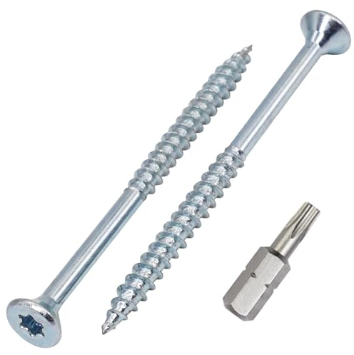 SKIR'CO (400 Stück) Holzschrauben aus verzinktem Stahl 3,5 x 50 mm, Torx Senkkopfschrauben, Spanplattenschrauben, Teilgewinde