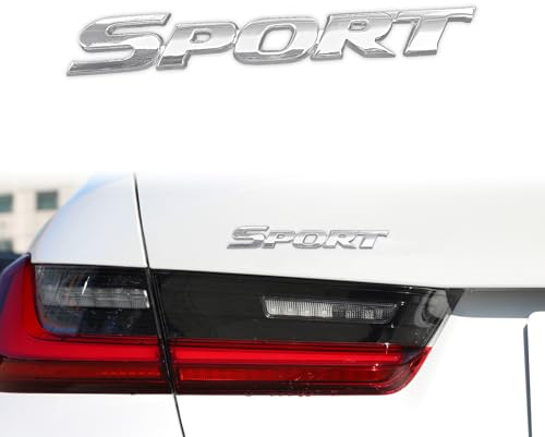 Adesivo sportivo 3D, in metallo, personalizzabile, emblema sportivo, per parafango laterale posteriore del bagagliaio dell'auto, accessori decorativi (argento)