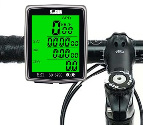 Computer di Bicicletta, 31 Funzioni, Multifunzionale Wireless Impermeabile Contachilometri per Bicicletta, con LCD Display Retroilluminato, Computer Bici per Distanza di Tracciamento Velocità Timer