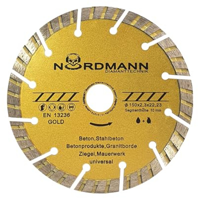NORDMANN DIAMANTTECHNIK 4x Diamant Trennscheibe für Schlitzfräse - 150mm, Diamantscheibe für Beton, Stahlbeton, Klinker, Ziegel, hohe Schnittgeschwindigkeit, langlebig & präzise