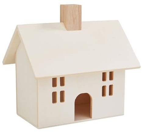 VBS Deko Holzhaus Sperrholz 14x14x10,5cm Rustikal Vintage Landhausstil Dekohaus Wohnzimmer-Deko