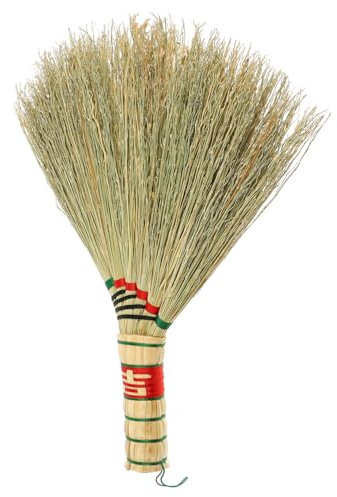KICHOUSE Scopa Mano Di Paglia Intrecciata Scopa Frusta Per Casa Manico Adatta Molti Scenari Materiale Di Paglia Non Danneggia La Superficie Facile Da Usare e Trasportare