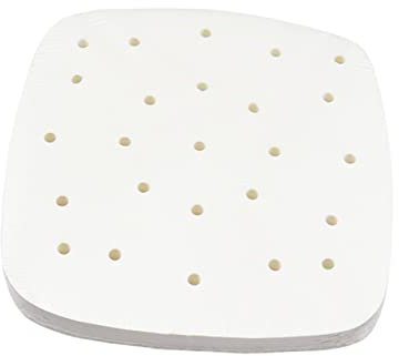 Amosfun de Papel Pergamino Blanco Tamaño Adecuado 100 Piezas Resistente y Antiadherente para Freidora de Aire y Horno para Cocinar y Barbacoa para Usar en Cesta de Vapor