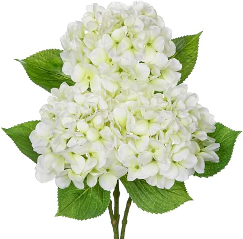 Oairse Lot de 3 fleurs d'hortensia artificielles décoratives en soie de qualité supérieure - Fleurs artificielles comme de véritables hortensias pour mariage, maison, hôtel, fête, arrangement floral