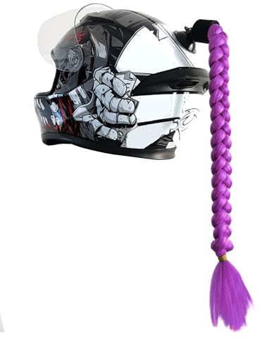 Flaconi Accessoire Casque Moto, Deco Casque Moto,Tresses de Casque de Moto, Tresses de Casque,Accessoires de Casque,Queue de Cheval Tressée pour Casque de Moto, Convient pour Motos(Violet)