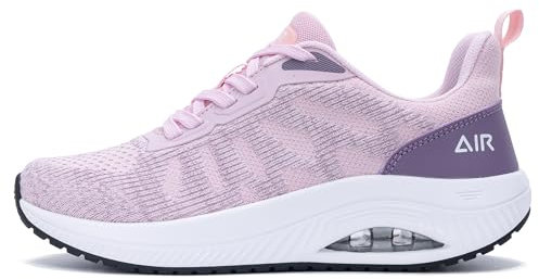 Quseek Orthopädische Schuhe Damen Walkingschuhe Arch Support Komfortabel Sportschuhe Leicht Atmungsaktiv Shoes Laufschuhe für Plantarfasziitis Plattfüße RosaViolett 39