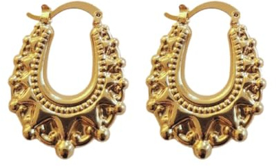 Oval Creole Earrings Gold Filled Gypsy Hoops 25x35mm For Her