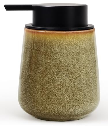 Autumnlife Seifenspender Keramik Spülmittelspender Gelb, 350ml Seifenspender Küche mit Groß Pumpenkopf, Nachfüllbar Porzellan Soap Dispenser für Bad, Küche - Gelb Flüssigseifenspender
