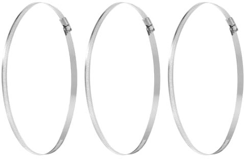 sourcing map 3 Pcs Hose Clamps, Stainless Steel 9-1/8-10(232-254mm) Adjustable Worm Gear Drive Hose Clamps Pipe Clamp for Plumbing Dishwasher Automotive Washing Machine, Silver