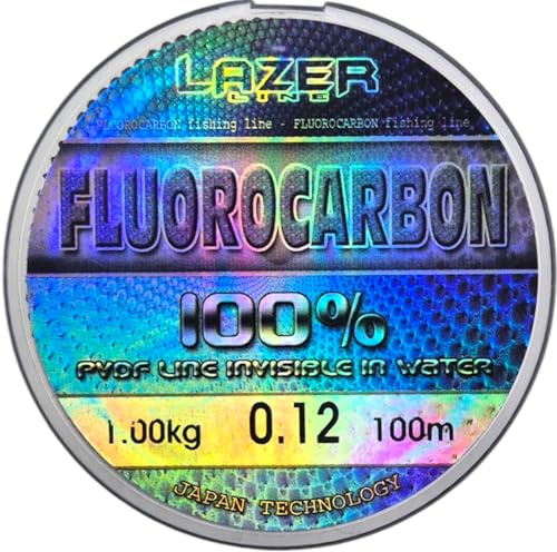 LAZER LINE Fluorocarbon Angelschnur 100m DIA0,12mm Test 1,0kg - Transparent | Vorfachschnur für Hecht Zander Barsch Forelle Karpfen - Fluorocarbon Vorfach - Raubfish Angeln Schnur – Flourocarbonschnur