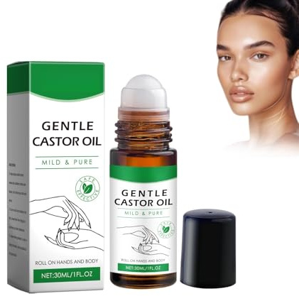 Castor Oil 30ml - Roller Ball Rizinus öl, Reines Rizinusöl Organic für Haare, Wimpern, Augenbrauen, Haut & Körperpflege - Castor Öl Roll on, Feuchtigkeitsspendendes Kopfhaut Öl