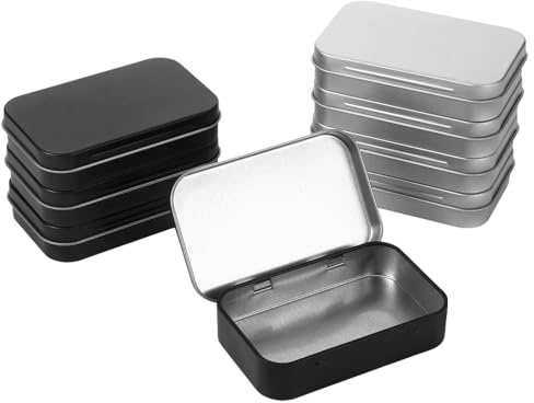 Chanumetal 8 Stück Blechdose mit Deckel, Aufbewahrungsbox mit Deckel Klein, Schwarz und Silber Metall Box, Metallbox Klein, Kleine Dosen für Kleinen Gegenständen(95x60x20mm)