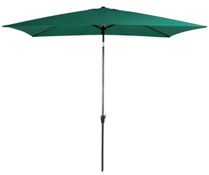 YAVYAV Ombrellone Da Giardino Rettangolare Con Inclinazione E Manovella, 6 Robuste Stecche In Acciaio, Protezione UV Impermeabile, Per Giardino, Cortile, Terrazza(Dark green)