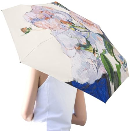 Ombrello parasole portatile con motivo floreale Protezione UV per donna Accessorio leggero pieghevole per eventi all’aperto spiaggia gite quotidiane attività estive viaggi e passeggiate al sole
