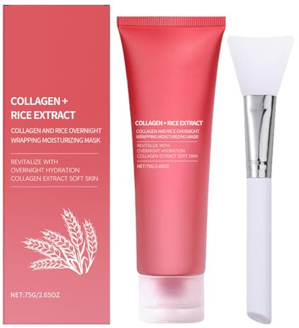 Maschera idratante per il viso – Maschera per il viso | Crema idratante viso Peel-Off Pack with Brush For Sleeping Dry Skin Girls Women Night Travel Winter Holiday Wedding Birthday