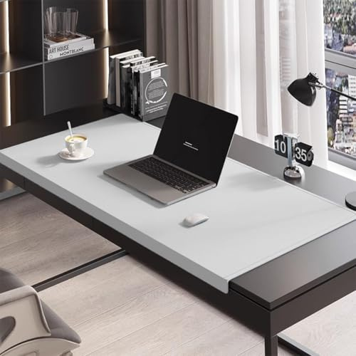 Schreibtischunterlage mit Kantenschutz, große PU-Leder-Tischmatte für Büro, Zuhause, Arbeit, Studium, Tippen, wasserdicht, schmutzabweisendes Maus- und Tastaturpad (Weiß, 70x40 cm)