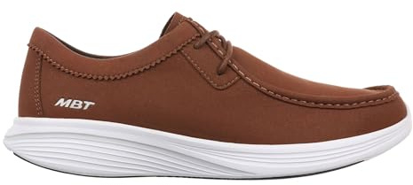 MBT M3100 Zapatos Casual para Hombre Estilo Moderno. Diseño en Ante Sintético con Cordones para un Ajuste Calzado Fisiológico de Confort y Estabilidad con Suela Balancín. Color Marrón