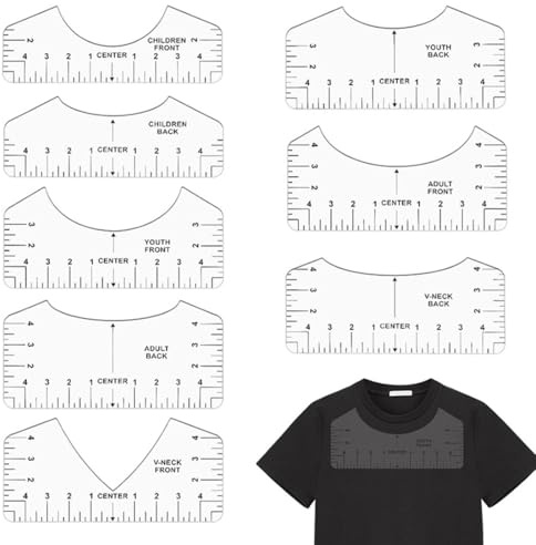 SGERUFZ 8 Stück T-Shirt Zentrierung Werkzeug, T-Shirt Ausrichtungslineal PVC, T-Shirt Ausrichtung Lineal und Maßband für Erwachsene, Jugend und Kinder (Weiß)