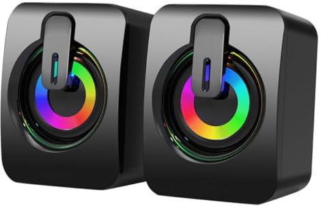 VERDANVERSE Enceintes Filaires USB pour Gamer avec Caisson de Basse Stéréo Haut-parleurs Portables Compatibles PC Ordinateur Portable et Bureau Omnidirectionnel