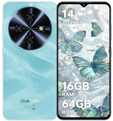 OUKITEL C5 Mobile Phone, 16(4+12) GB RAM+64GB ROM/TF 1TB Smartphone, 6.52'' Waterdrop Display Phones, 5000mAh Battery, 13MP + 5MP Camera, 4G Dual SIM Android Phone, Face ID/3.5mm Jack/GPS/BT5.0, Blue