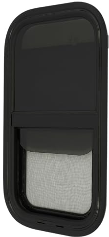 Vertikales Schiebefenster für Wohnmobil, Camper, LKW, Anhänger – Aluminiumrahmen & Gehärtetes Glas, Wasserdicht, UV-beständig, Geräuschdicht, Einfache Montage, Schwarz (300x550mm)