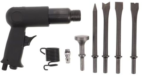 Kichvoe Kit marteau pneumatique (1 pièce) : marteau-pelle pneumatique de 190 mm avec 4 burins - Idéal pour les réparations automobiles, le décapage de la rouille et la construction.
