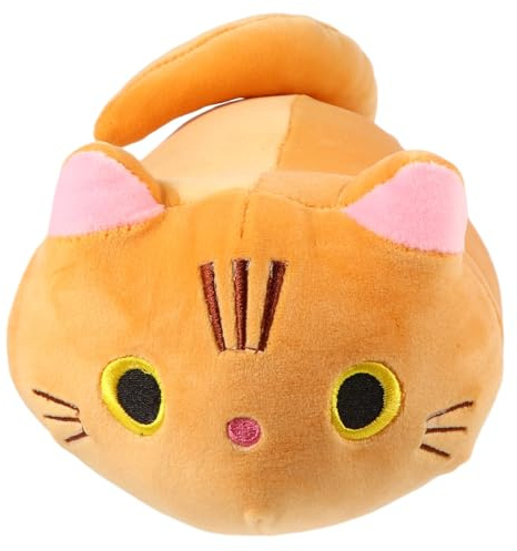 Soft Plush Cat Hugging Pillow Bolster 25Cm Orange Cylindrical Throw Cushion Plush for and Sofa Decoration