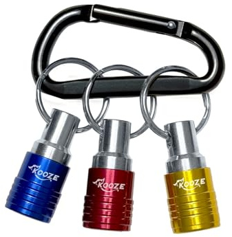 KOOZE BKC0301 1/4 Inch Hex Bit Holder Keychain 3pc - Quick Change & Release Bit Holder For Nut Driver Screwdriver Drill Bit, Glossy Blue & Red & Yellow