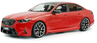 Solido BMW M5 (G90) 2025 – Sportliche Business-Limousine, Schwarze Akzente, kontrastierende Felgen, Diecast Modellauto, Feuerrot, 1:18