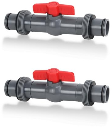ACAREY Absperrhahn Pool 38mm für Poolpumpe Sandfilter (2 Wege Ventil×2) | Kugelhahn Pool 38mm mit Schlauchverbinder, Pool Ventil 38mm, Ventil 2/3 Wege Poolschlauch Absperrhahn, Pool Zubehör