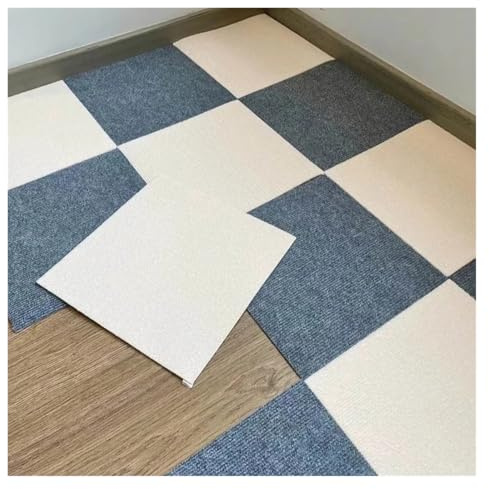 Losetas de moqueta autoadhesivas Losetas de alfombra extraíbles bucle, no adhesivas, modulares, con base acolchada antideslizante, for balcón para Oficina(GreyWhite-16Pcs)