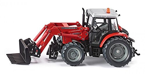 siku 3653, Massey Ferguson avec Fourche de Chargeur Frontal, 1:32, Métal/Plastique, Rouge, Direction par gyrophare