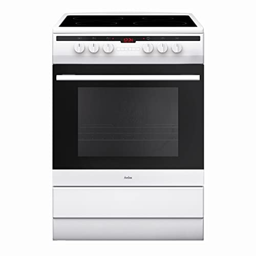 Amica 608CE2TAW Freestanding Ceramic Top Cooker, 65 Litre, 60 cm, White