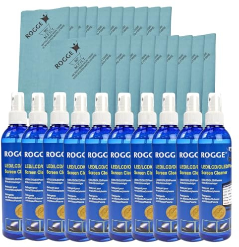 ROGGE Duo-Clean Original, 10er Set: 10x 250ml Bildschirmreiniger + 20x ROGGE Prof. Microfasertücher (10)