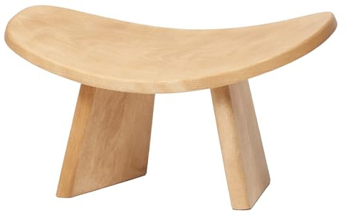BLUECONY Meditation Bench IKUKO Basic, Preassembled Version, Locally Handmade Yoga Exercise Wooden Kneeling Ergonomic Seiza Seat - Solid Wood Natural, Standard Height (7 or 18cm)