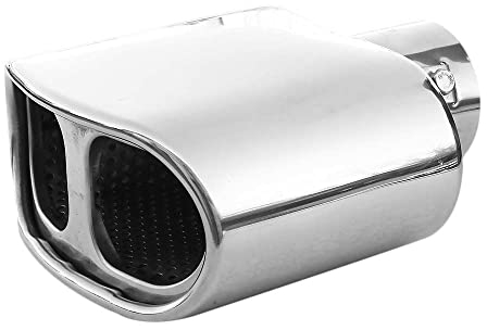 Boloromo Auspuffblende Doppelrohr Endrohr Edelstahl Auto Endrohrblenden Auspuffendrohr Auspuffrohr Tuning Universell Schalldampf Blende Sport Oval Chrom Auspuffspitzen 43-57 mm