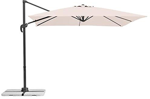 BAKAJI Ombrellone da Giardino Decentrato con Parasole Inclinabile Palo in Alluminio Rotazione 360° Base a Croce Arredamento Esterno Gazebo Piscina Giardino Terrazzo Colore Ecru (3x4 Mt)