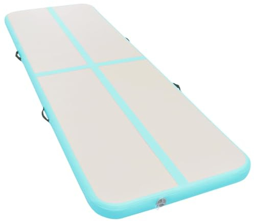 vidaXL Gymnastikmatte mit Luftpumpe Turnmatte Tumbling Matte Tranningsmatte Fitnessmatte Zuhause Outdoor Yoga 6 m PVC Grün Aufblasbar Tragbar