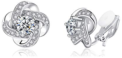 QUKE Zirkonia Kristall Geometrie Kreuz Ohrclips Nicht Durchbohrt Elegante Ohrstecker Schmuck Für Frauen Mädchen