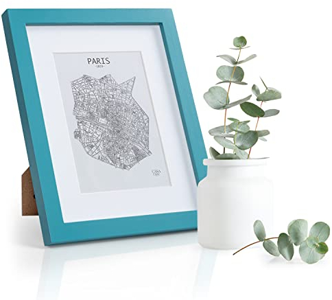 Casa Chic - Marco de fotos de 28 x 23 cm, marco de fotos de pie o pared para el hogar y la oficina, pantalla vertical/horizontal, cristal y madera auténticos, marco de póster, marco de fotos