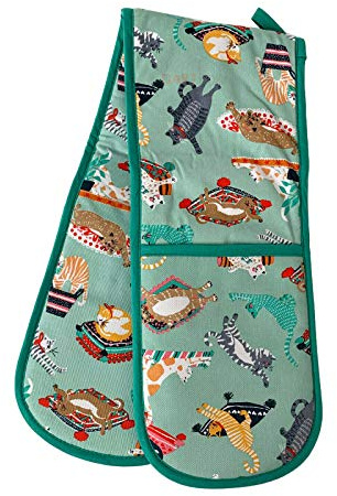 Darthome Ltd Ulster Weavers Kitty Cats Pet Kitchen Cotton Hand Double Oven Gloves Tea Towels (Double Oven Glove)