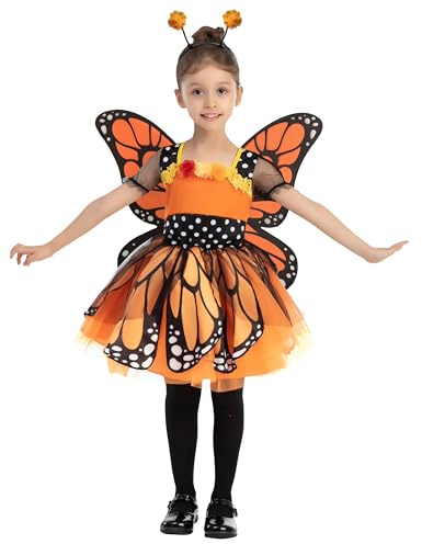 Spooktacular Creations Unik fantasi monark fjäril kostym för barn halloween (XS (3–4 år))