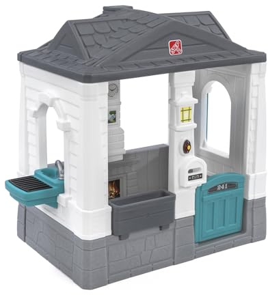 Step2 Neat & Tidy Cottage Kids Playhouse, Indoor and Outdoor Playset, Interactive Sounds, Toddlers 1.5+ Years Old, Easy to Assemble, Grey