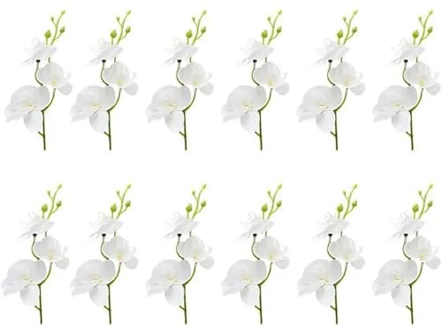 LARDUX Künstliche Blumen für schwimmende Kerzen, Hochzeitsdekoration, Mini-Orchidee, Blumenfüller, Vasenfüller für Hochzeit, Esstisch, Party, Zuhause, Bar, Restaurant, Dekoration, Creme, 12 Stück