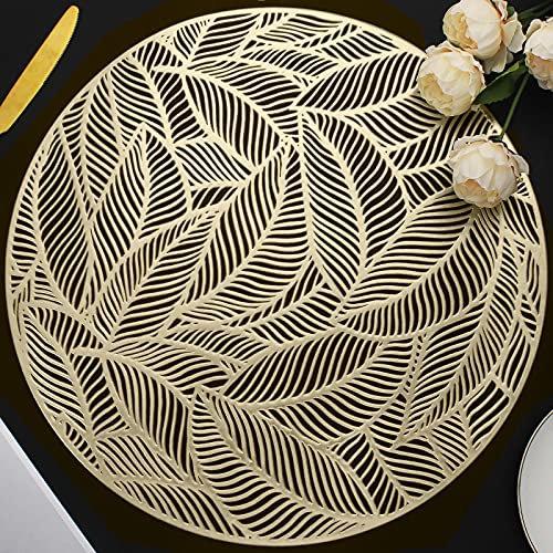 Mabbcoo - Set di 6 Sottopiatti Rotondi per Tavolo da Pranzo, in Vinile Pressato, per Feste, Matrimoni, Centrotavola, Decorazione da Tavola (Oro)