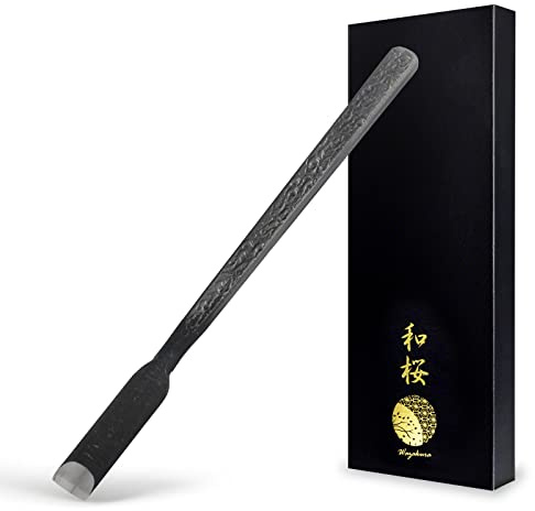 Wazakura Stainless Steel Curved Bonsai Jin Chisel 7.2 inches (185 mm) Made in Japan, Deadwood Carving Tool, Japanese Shari Bark Scraper, Detail Woodworking Gouge - Silver