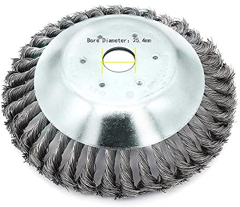 Bemodst 8 Inch Trimmers Weeding Tool Head, Garden Strimmers Wire Brush Solid Steel Wheel Weed Razors Rope Mower for Lawn Rotating Garden Tools -Bore Diameter 25.4mm (20CM)