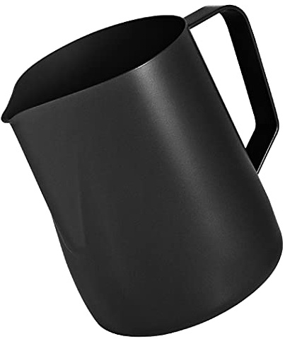 Dianoo Milchaufschäumkrug, Dampfkrug, Espresso Milchaufschäumkrug Edelstahl, Kaffeekanne, Latte Art Tasse 600 ml, Schwarz